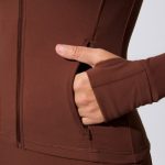 Long Sleeve Zip Up Jacket in Chocolate - Image 4