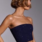 Embellished Strapless Crop Top in Royal Indigo - Image 3