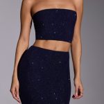 Embellished Strapless Crop Top in Royal Indigo - Image 8
