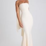 Scarf-Detail Strapless Gown in Ivory
