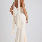 Scarf-Detail Strapless Gown in Ivory - Image 2