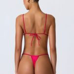Chain-Embellished Triangle Bikini Top in Raspberry Pink - Image 2