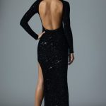 Embellished Open-Back Gown in Black - Image 2