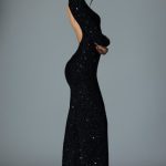 Embellished Open-Back Gown in Black - Image 6