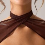 Mesh Cap Sleeve Cut Out Crop Top in Espresso - Image 7