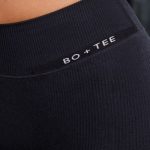 Petite High Waist Split Flare Ribbed Leggings in Black - Image 4