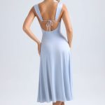 Sweetheart-Neck Ruched Midaxi Dress in Light Blue - Image 2