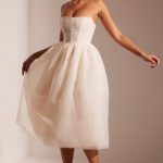 Embellished Corset Tulle Skirt Midi Dress in Ivory - Image 8