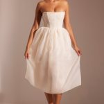 Embellished Corset Tulle Skirt Midi Dress in Ivory - Image 9