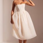 Embellished Corset Tulle Skirt Midi Dress in Ivory - Image 10