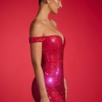 Embellished Off-Shoulder Mini Dress in Crimson Red - Image 3