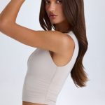 Twisted Cut-Out Tank Top in Taupe - Image 4