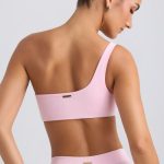 One-Shoulder Sports Bra in Washed Ice Pink - Image 2