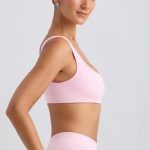 One-Shoulder Sports Bra in Washed Ice Pink - Image 3