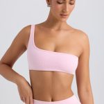 One-Shoulder Sports Bra in Washed Ice Pink - Image 5