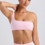 One-Shoulder Sports Bra in Washed Ice Pink - Image 6