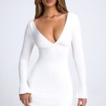 Open-Back A-line Mini Dress in White - Image 4