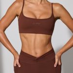 Twist Back Scoop Neck Sports Bra in Chocolate - Image 4
