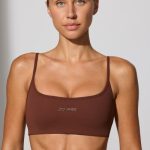 Twist Back Scoop Neck Sports Bra in Chocolate - Image 5