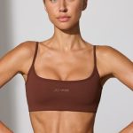 Twist Back Scoop Neck Sports Bra in Chocolate - Image 6