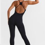 Open Back Full Length Unitard in Black - Image 2
