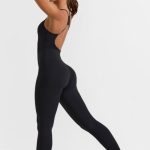 Open Back Full Length Unitard in Black - Image 3