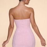 Embellished Strapless Cowl Neck Mini Dress in Blush - Image 2