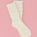 Ruffle-Trim Crew Socks in Ivory - Image 3