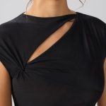Mesh Cap Sleeve Cut Out Mini Dress in Black - Image 5