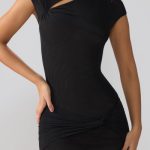 Mesh Cap Sleeve Cut Out Mini Dress in Black - Image 9