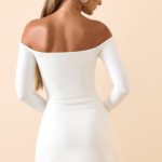 Modal Cut-Out Off-Shoulder A-Line Mini Dress in White - Image 2