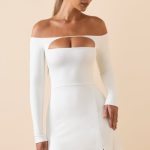 Modal Cut-Out Off-Shoulder A-Line Mini Dress in White - Image 7