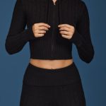 Cable-Knit Zip-Up Hoodie in Black - Image 4