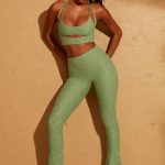 Lace Up Back Petite Trousers in Green - Image 2