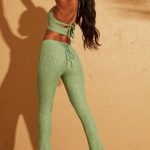Lace Up Back Petite Trousers in Green - Image 3