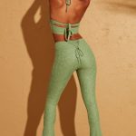 Lace Up Back Petite Trousers in Green - Image 4