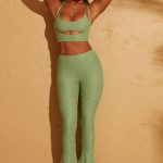 Lace Up Back Petite Trousers in Green - Image 7