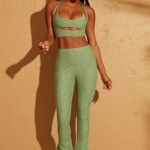Lace Up Back Petite Trousers in Green - Image 8