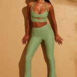 Lace Up Back Petite Trousers in Green - Image 9
