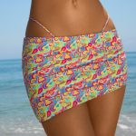 Asymmetric Ruched Micro Mini Skirt in Bright Multi Print - Image 2