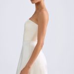 Bandeau Structured Tulip Mini Dress in Ivory - Image 5