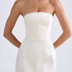 Bandeau Structured Tulip Mini Dress in Ivory - Image 6