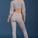 Cable-Knit Flared Trousers in Grey Marl - Image 2