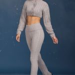 Cable-Knit Flared Trousers in Grey Marl - Image 8