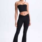 Tall Twist-Front Flared Trousers in Black