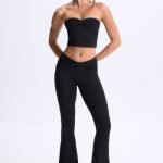 Tall Twist-Front Flared Trousers in Black - Image 8