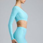 Metallic Cut-Out One-Shoulder Mini Dress in Ice Blue - Image 7