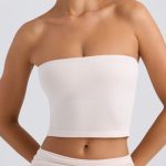 Bandeau Crop Top in Washed Cream - Image 5