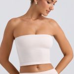 Bandeau Crop Top in Washed Cream - Image 6