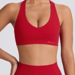 Soft Active V-Neck Sports Bra in Hot Red - Image 5